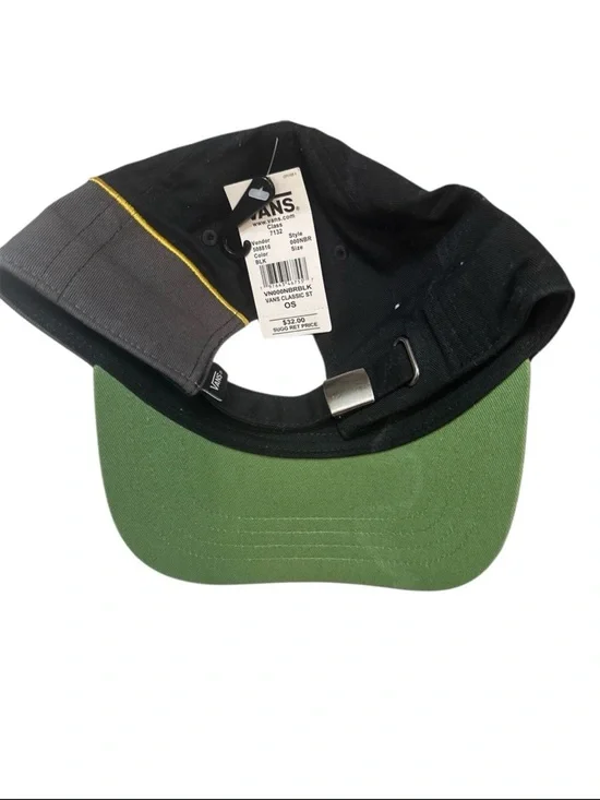 Vans Black Cap with Green Logo and Yellow Accent - Picture 3 of 5